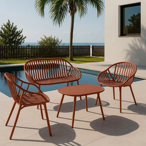Mobili da giardino CALYPSO in polipropilene e metallo color mattone  o ocra