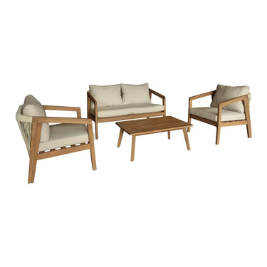 Aruba 5-piece garden lounge set + corner (including cushions) - White - Teak