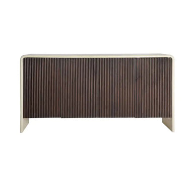 Credenza Milhar contemporanea, legno di mango marrone e beige
