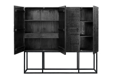 VETRINA IN LEGNO DI MANGO INTAGLIATO A MANO 6715