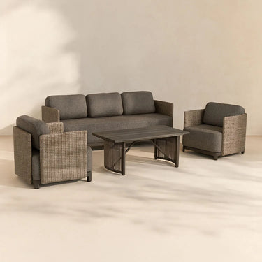 Aruba 5-piece garden lounge set + corner (including cushions) - White - Teak