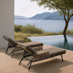 Set di 2 sedie a sdraio MADRAGUE in alluminio e tessuto 100% poliestere, colore moka