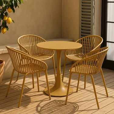 Set di 4 sedie da pranzo per esterni in polipropilene e metallo color ocra o verde