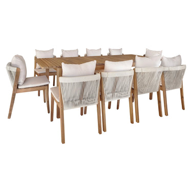 Aruba 5-piece garden lounge set + corner (including cushions) - White - Teak