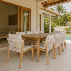 Aruba 5-piece garden lounge set + corner (including cushions) - White - Teak