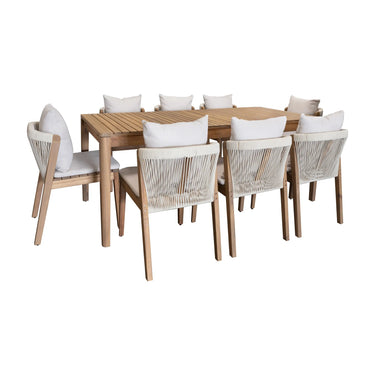 Aruba 5-piece garden lounge set + corner (including cushions) - White - Teak