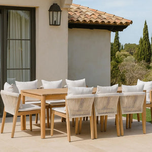 Conjunto de salón de jardín 5 piezas Aruba + rincón (cojines incluidos) - Blanco - Teca