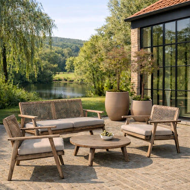 Set di 2 vasi rotondi e bassi in terracotta, alti 35/49 cm.