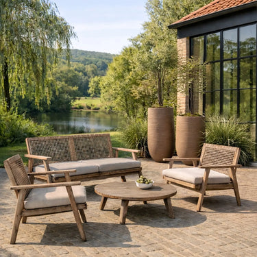 Set di 2 vasi alti rotondi in terracotta fibrosa, alti 55/75 cm.