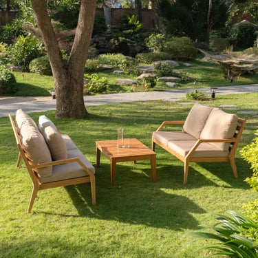 Gunnaröd – Set da salotto in teak con cuscini e divano in stile scandinavo