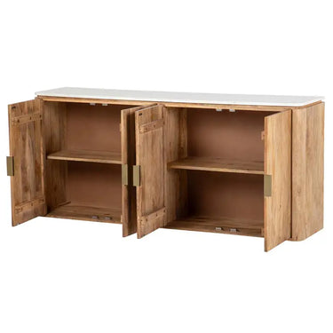 Credenza in legno di mango e marmo Felo 180x40x80 cm