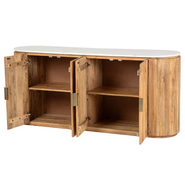 Credenza in legno di mango e marmo Tyla 180x45x80 cm