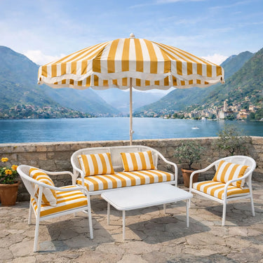 Aruba 5-piece garden lounge set + corner (including cushions) - White - Teak