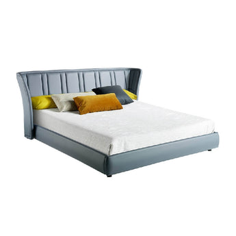 LETTO RIVESTITO IN SIMILPELLE CON STRUTTURA IN ACCIAIO NERO