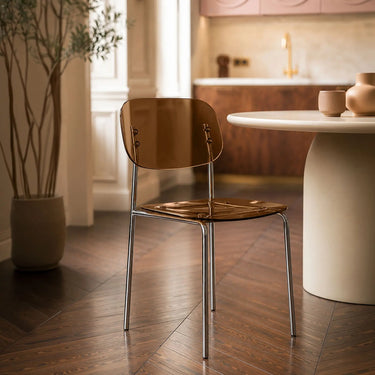 GLAM - sedia da pranzo in resina acrilica color corteccia