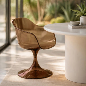 GLAM - sedia da pranzo in resina acrilica color corteccia