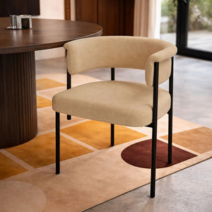 Colette - sedia da pranzo in tessuto beige