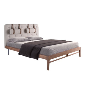 Letto grigio in tessuto trapuntato