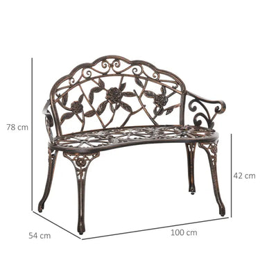 Panchina da giardino 2 posti in metallo, bronzo