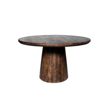 Round walnut dining table 130 cm