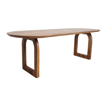 Tavolo da pranzo Bullnose in legno di mango - marrone - base aperta