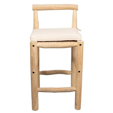 Sgabello in teak con cuscino impermeabile. Pronto per il montaggio.