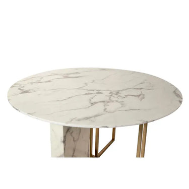 Tavolo da pranzo acciaio inox, marmo sintetico Nyngan 135x135x75cm