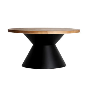 Tavolino Amilly in ferro nero e legno naturale, 80x80x40 cm