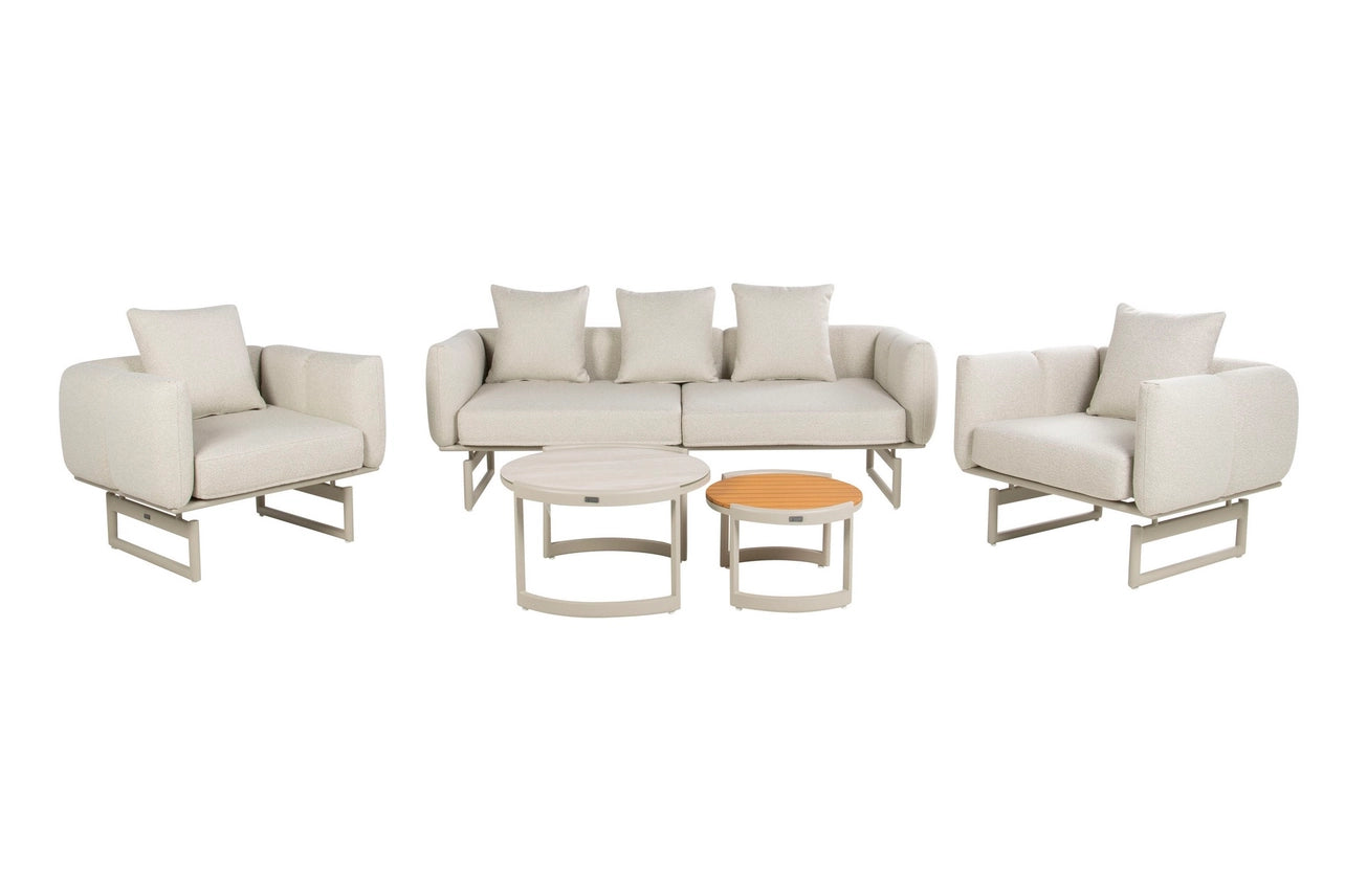Set da 5 pezzi per giardino in alluminio e acacia