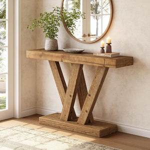 consolle in legno massiccio, 47,2" stile country tavolo da divano con
