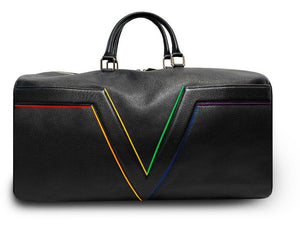 Modello Large - Borsa da viaggio LAKE VIEW. Iniziale - Nero - Finiture arcobaleno