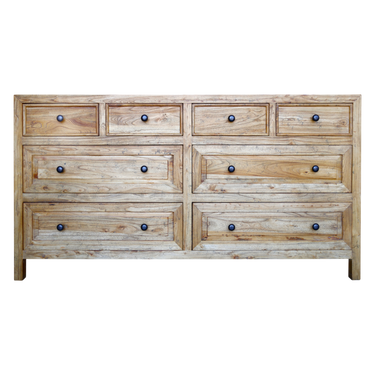 Credenza in legno 8 cassetti con maniglie 160 x 50 x 85 h cm