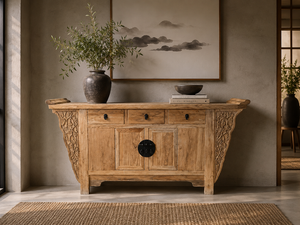 Credenza in legno 3 cassetti 2 ante 195 x 45 x 90 h cm