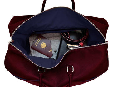 Borsa da viaggio VISTA LAGO Collezione Iniziale - Borgogna - Bordi Rossi e Blu
