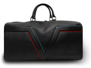 Modello Grande - Borsa Da Viaggio Initial LAKE VIEW - Nera - Bordi Rossi e Blu