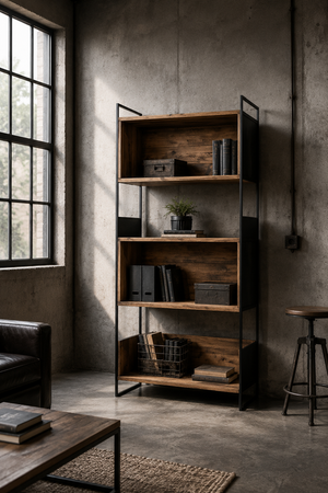 Libreria legno e ferro 90 x 36 x 190 h cm