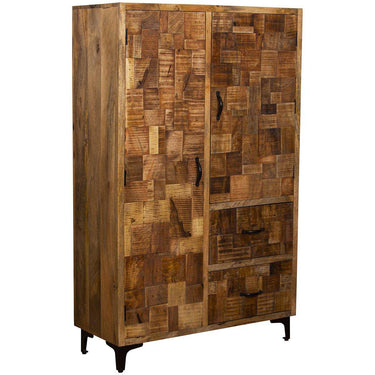 ARMARIO 2 PUERTAS + 2 CAJONES MADERA DE MANGO NATURAL LL37099 (8472)