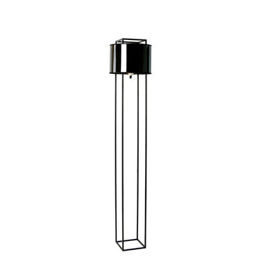 Lampada da terra in PVC nero e dorato lucido e acciaio nero
