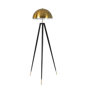 Lampada da terra in acciaio lucido dorato e acciaio nero