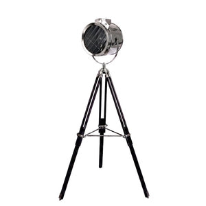 Lampada da terra in acciaio cromato e acciaio nero