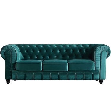 DIVANO CHESTERFIELD 3 POSTI VELLUTO VERDE OK1211 (8472)