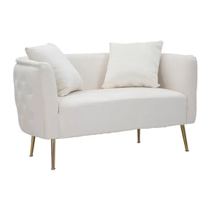 Divanetto in tessuto crema, 127x74x71 cm