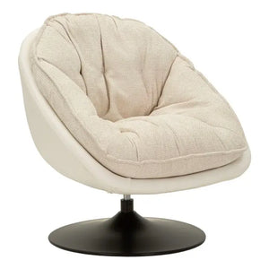 Poltrona girevole in tessuto crema, 78x78x84 cm