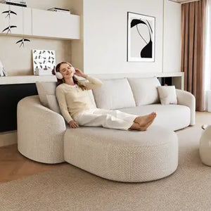 Divano angolare bianco 3 posti da 266 cm in tessuto a trama tessuta, senza montaggio MINIMALISTCHAIRSET