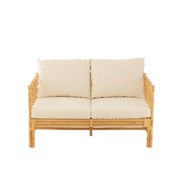 Divano Elise+cuscino 2 persone Rattan/tessuto Naturale/Bianco