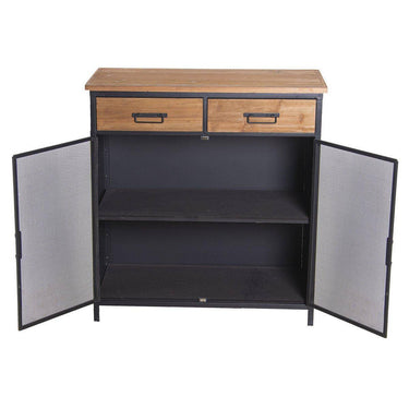 MOBILE DA INGRESSO IN METALLO/LEGNO CON 2 ANTE GRIGLIATE+2 CASSETTI 80X40X85CM, DM+IMPIALLACCIATURA ABETE LL68325