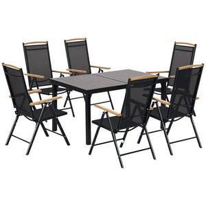 Set sedute pieghevole per 6 persone, 1 tavolo + 6 sedie, nero MINIMO 2 PEZZI