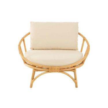 Sedia J-Line+Cuscino Rattan/Tessuto Naturale/Bianco
