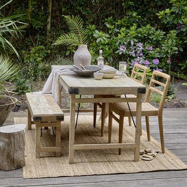 Tavolo da pranzo pieghevole Limewash + 2 panchine