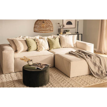 Van Morris L-shaped sofa, R/L Beige Chenille, removable and washable cover